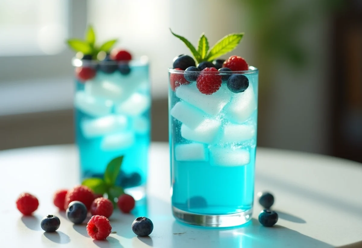 Délices culinaires pour une boisson bleue sans alcool